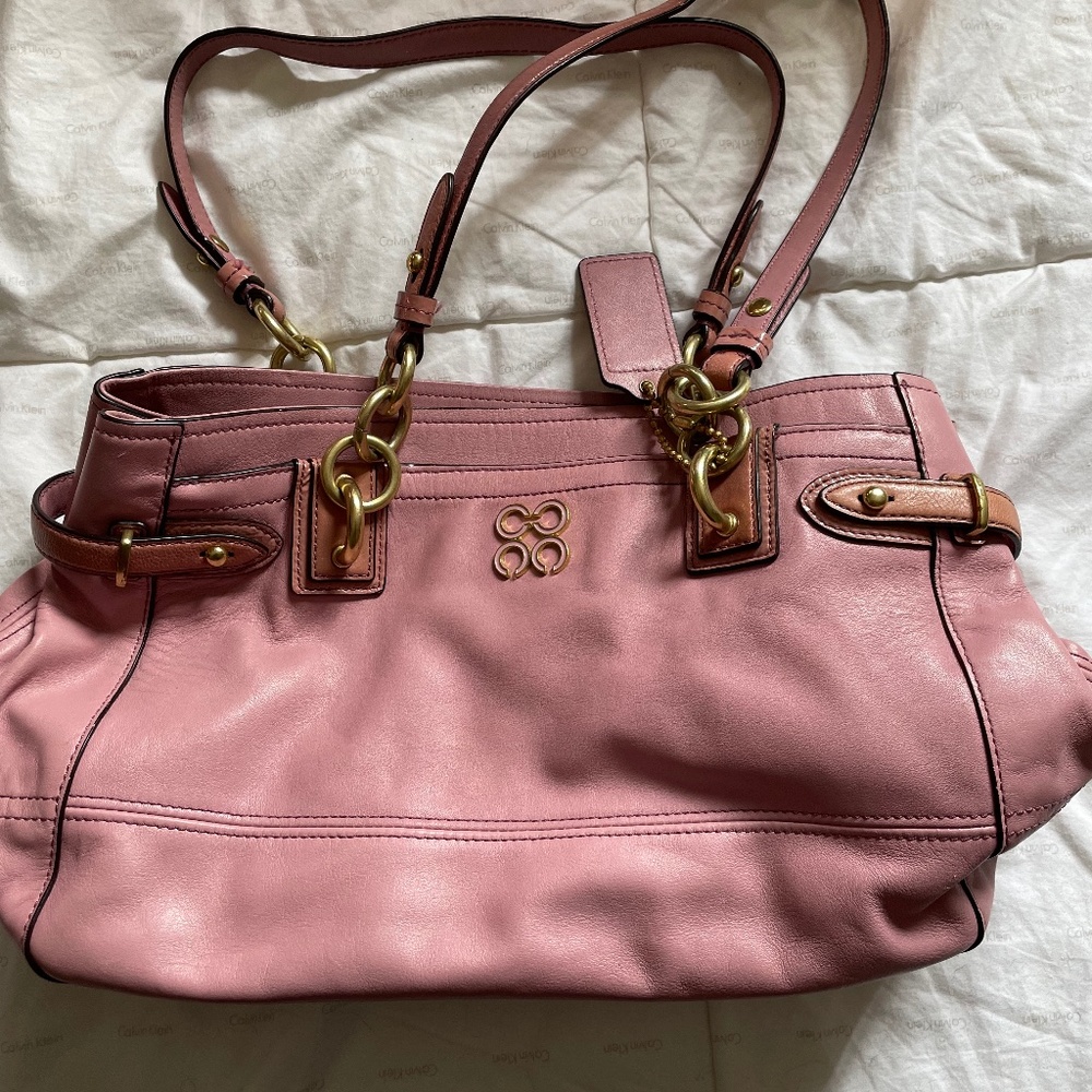 Pink leather coach bag